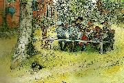 Carl Larsson frukost under stora bjorken oil painting on canvas